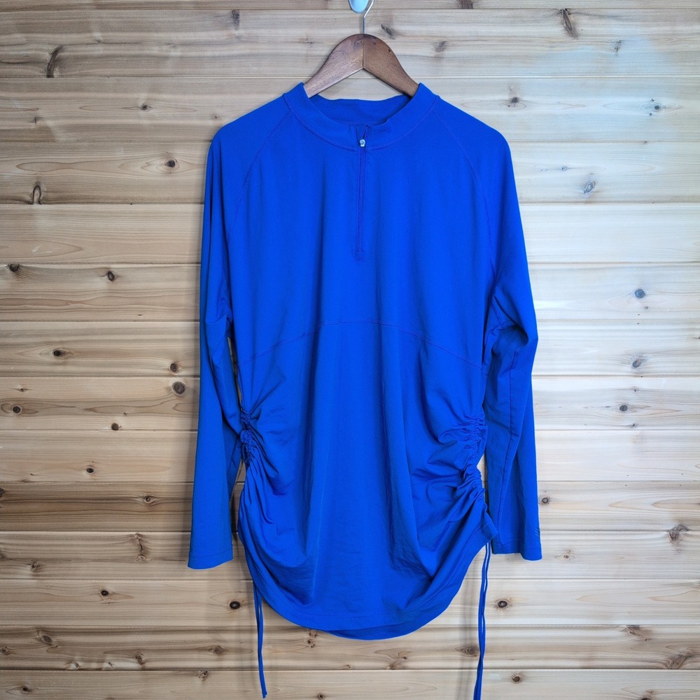Coolibar Lawai Ruche Swim Shirt Womens 2X Royal Blue UPF 50+ Rash Guard 03242